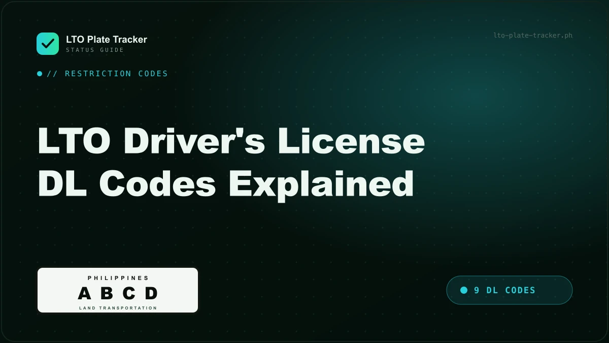 LTO driver's license DL codes explained