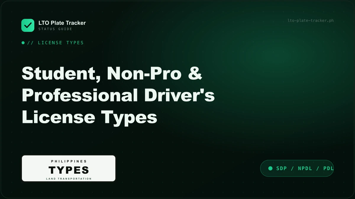 LTO license types: student permit, non-professional and professional