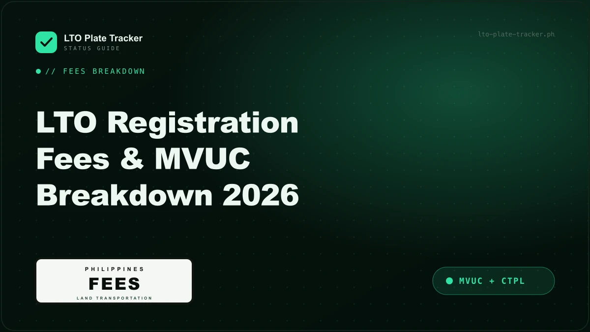 LTO registration fees and MVUC breakdown for 2026