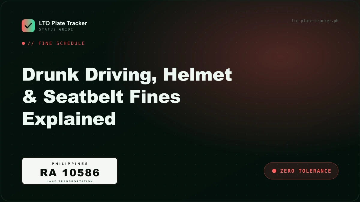 LTO drunk driving, helmet and seatbelt fines for 2026