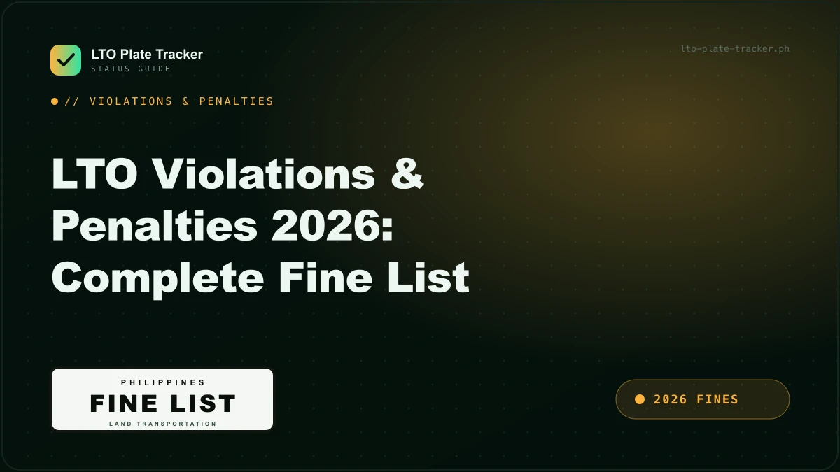 LTO violations and penalties 2026 complete fine list guide LTO violations and penalties 2026 complete fine list guide